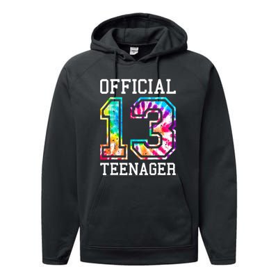 Tie Dye Teenager 13th Birthday Performance Fleece Hoodie