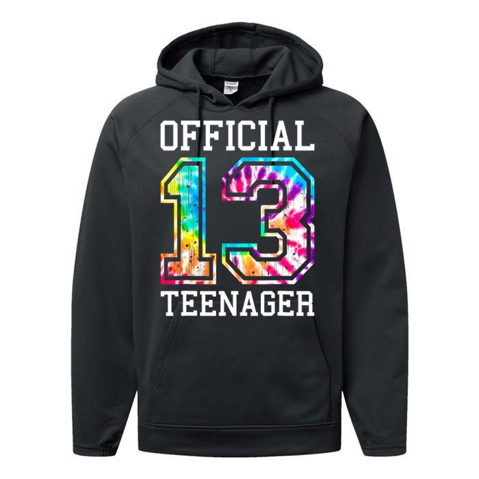 Tie Dye Teenager 13th Birthday Performance Fleece Hoodie