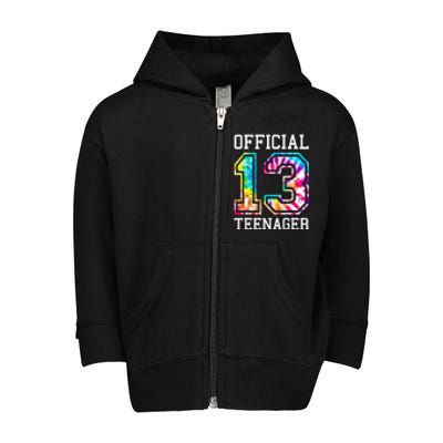 Tie Dye Teenager 13th Birthday Toddler Zip Fleece Hoodie