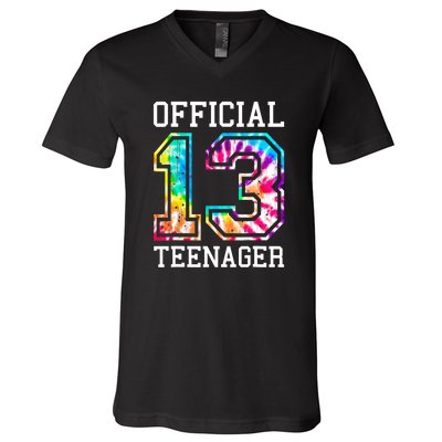 Tie Dye Teenager 13th Birthday V-Neck T-Shirt