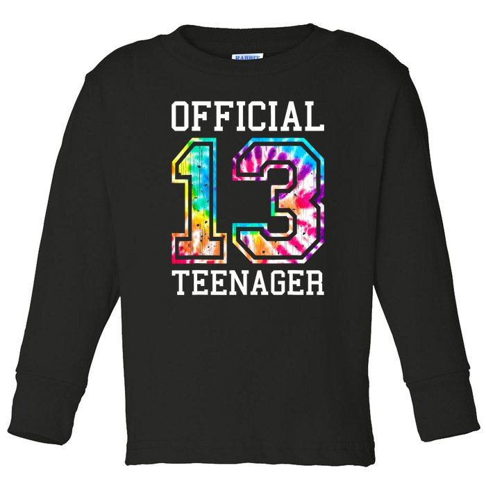 Tie Dye Teenager 13th Birthday Toddler Long Sleeve Shirt