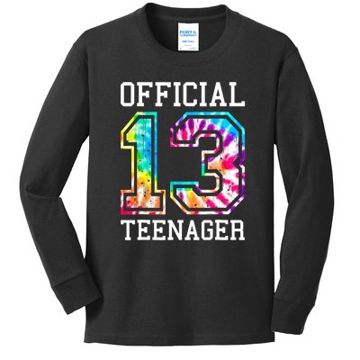 Tie Dye Teenager 13th Birthday Kids Long Sleeve Shirt