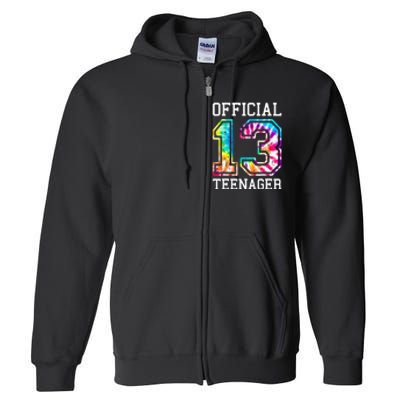 Tie Dye Teenager 13th Birthday Full Zip Hoodie