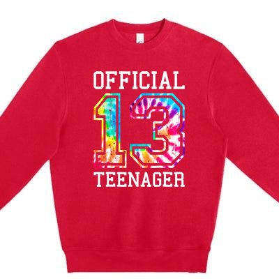 Tie Dye Teenager 13th Birthday Premium Crewneck Sweatshirt