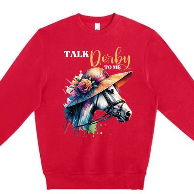 Talk Derby To Me Racing Horse Premium Crewneck Sweatshirt