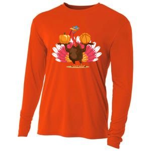 Thanksgiving Day Turkey Basketball Player Sports Lover Gift Cooling Performance Long Sleeve Crew