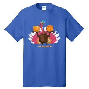 Thanksgiving Day Turkey Basketball Player Sports Lover Gift Tall T-Shirt