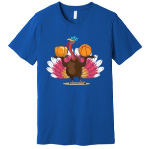 Thanksgiving Day Turkey Basketball Player Sports Lover Gift Premium T-Shirt