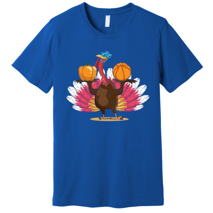 Thanksgiving Day Turkey Basketball Player Sports Lover Gift Premium T-Shirt