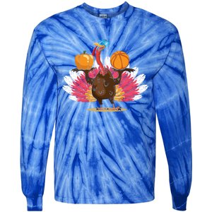 Thanksgiving Day Turkey Basketball Player Sports Lover Gift Tie-Dye Long Sleeve Shirt