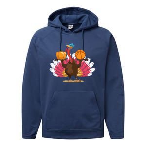 Thanksgiving Day Turkey Basketball Player Sports Lover Gift Performance Fleece Hoodie