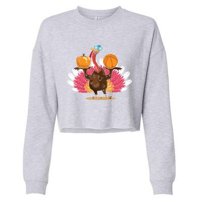 Thanksgiving Day Turkey Basketball Player Sports Lover Gift Cropped Pullover Crew