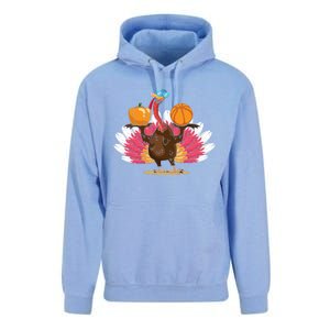 Thanksgiving Day Turkey Basketball Player Sports Lover Gift Unisex Surf Hoodie