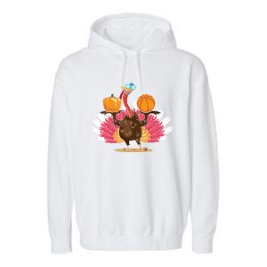 Thanksgiving Day Turkey Basketball Player Sports Lover Gift Garment-Dyed Fleece Hoodie