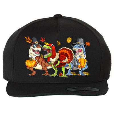 Thanksgiving Dinosaur Trex Turkey Rawr Gifts For Boy Wool Snapback Cap