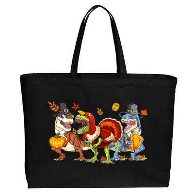 Thanksgiving Dinosaur Trex Turkey Rawr Gifts For Boy Cotton Canvas Jumbo Tote