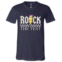 Testing Day Teacher Student Motivational Rock The Test V-Neck T-Shirt