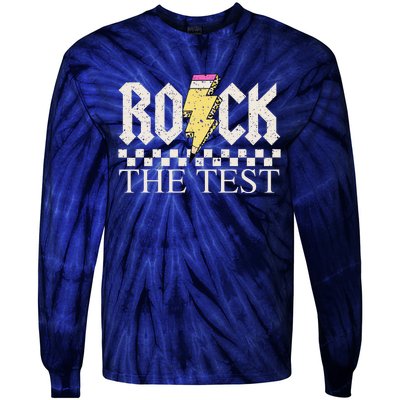 Testing Day Teacher Student Motivational Rock The Test Tie-Dye Long Sleeve Shirt