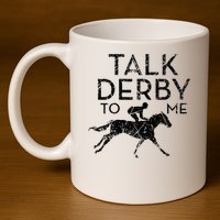 Talk Derby to me I Horse Owner Lover Jockey 11oz C Handle Ceramic Mug