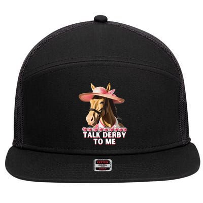 Talk Derby To Me Horse Racing Lover 7 Panel Mesh Trucker Snapback Hat