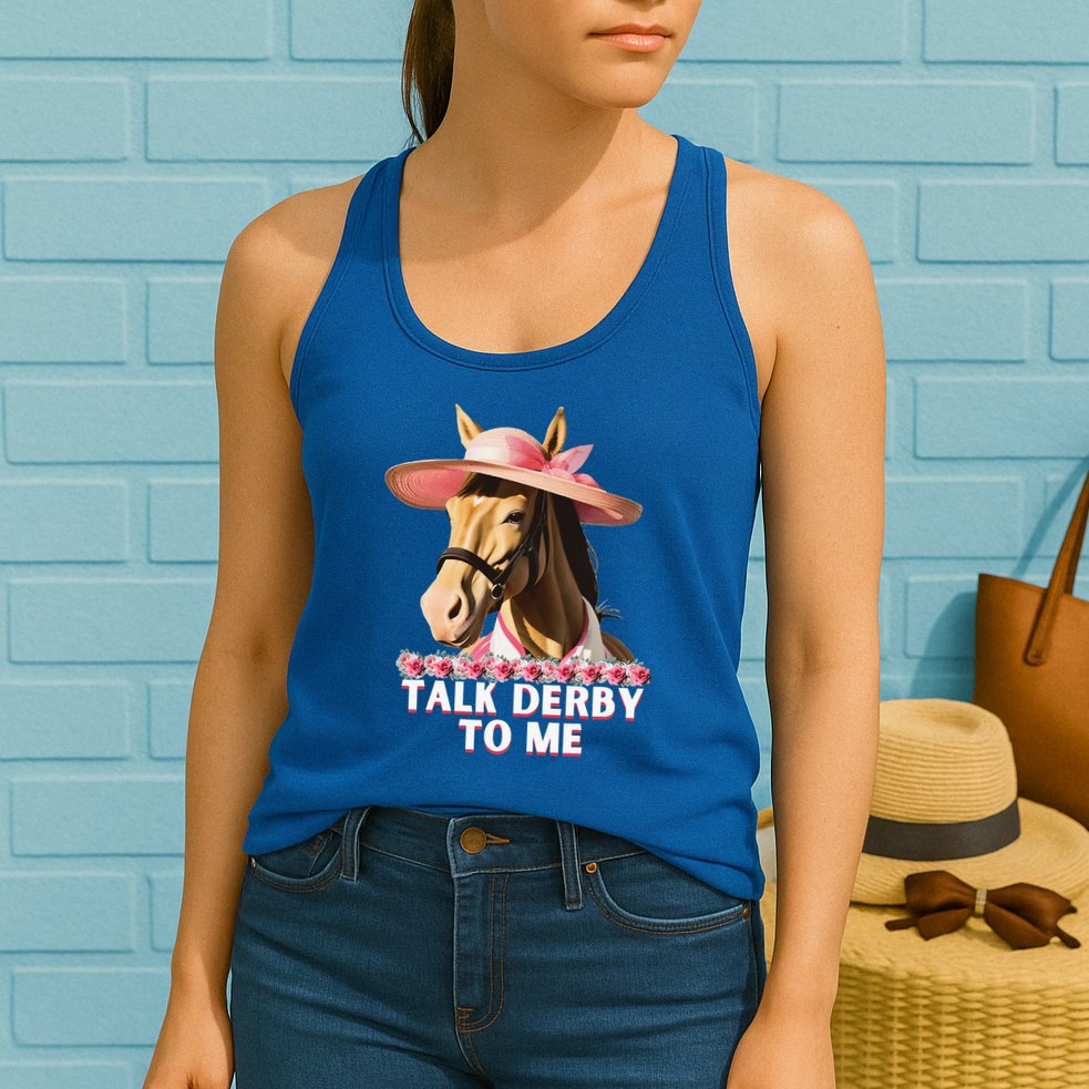 Talk Derby To Me Horse Racing Lover Womens Tank Top