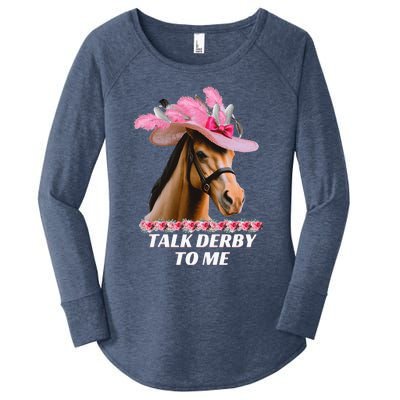 Talk Derby To Me Horse Racing Lover Women's Perfect Tri Tunic Long Sleeve Shirt