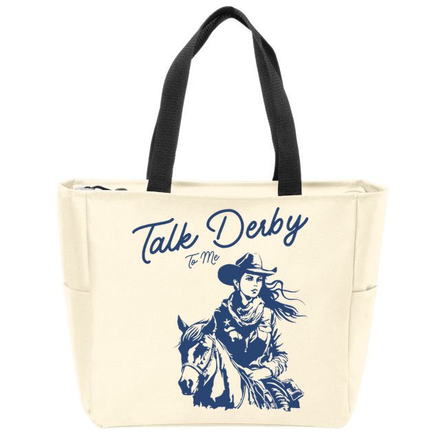 Talk Derby To Me Funny Horse Racing Lover Derby Day 2024 Zip Tote Bag