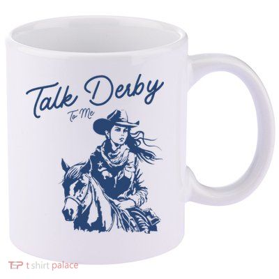 Talk Derby To Me Funny Horse Racing Lover Derby Day 2024 11oz C Handle Ceramic Mug