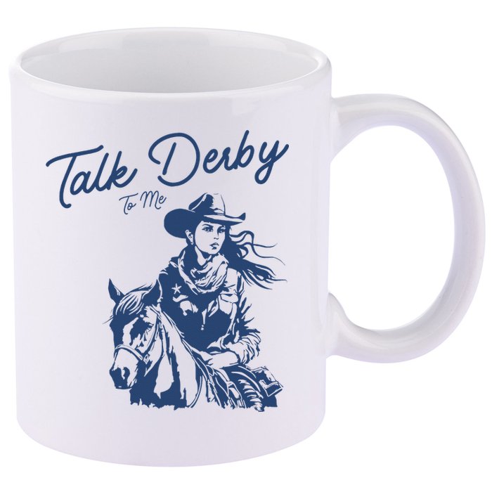 Talk Derby To Me Funny Horse Racing Lover Derby Day 2024 11oz C Handle Ceramic Mug