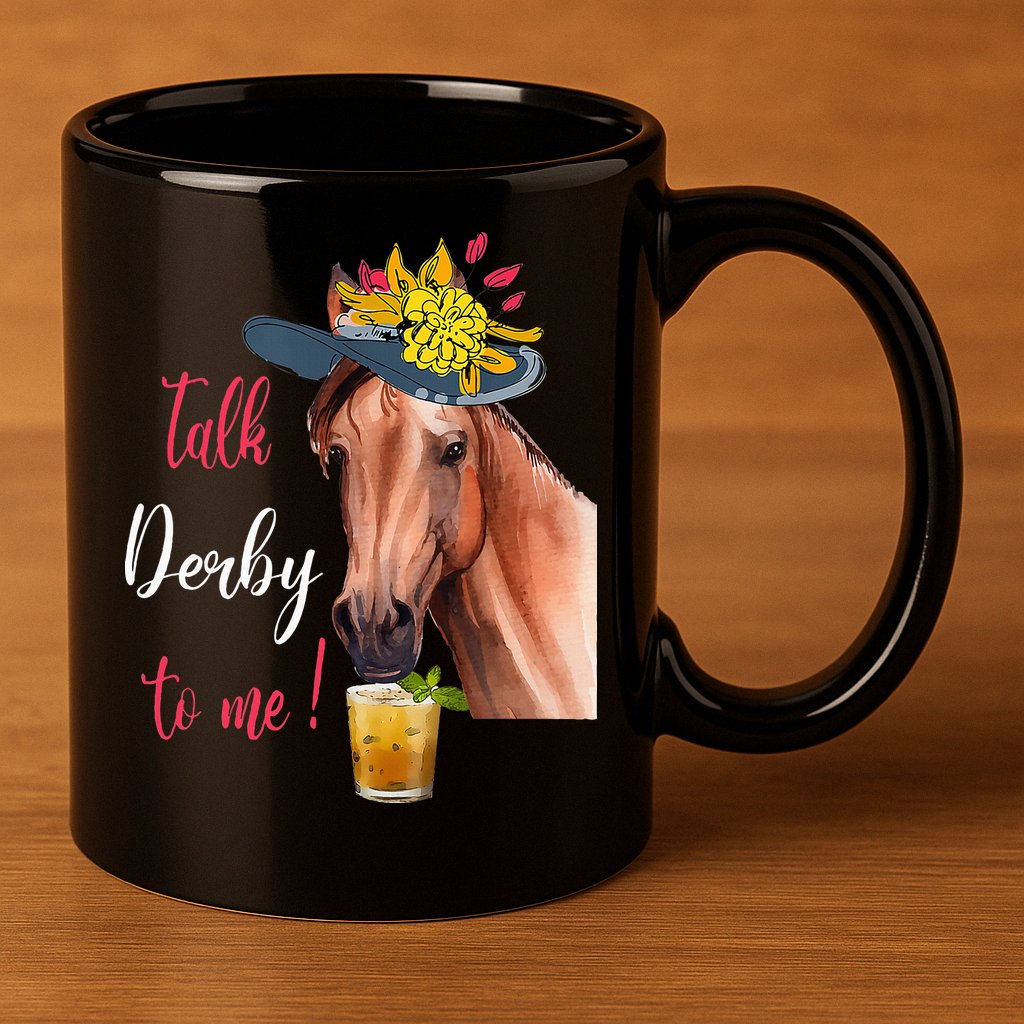 Talk Derby To Me Funny Horse Racing Lover Derby Day 11oz C Handle Ceramic Mug