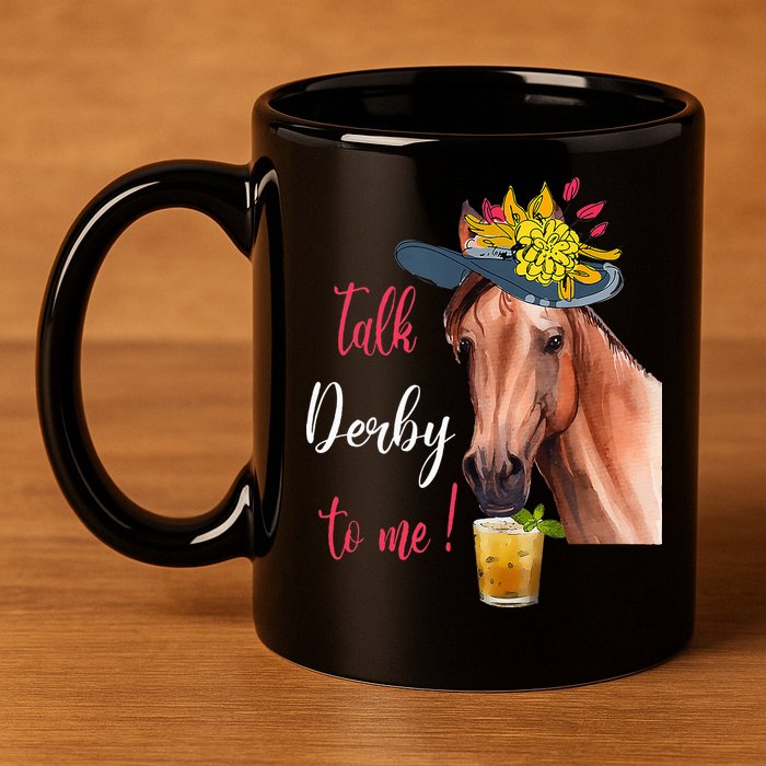 Talk Derby To Me Funny Horse Racing Lover Derby Day 11oz C Handle Ceramic Mug