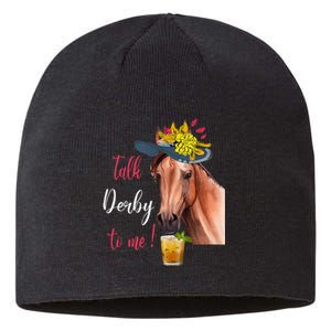 Talk Derby To Me Funny Horse Racing Lover Derby Day Sustainable Beanie