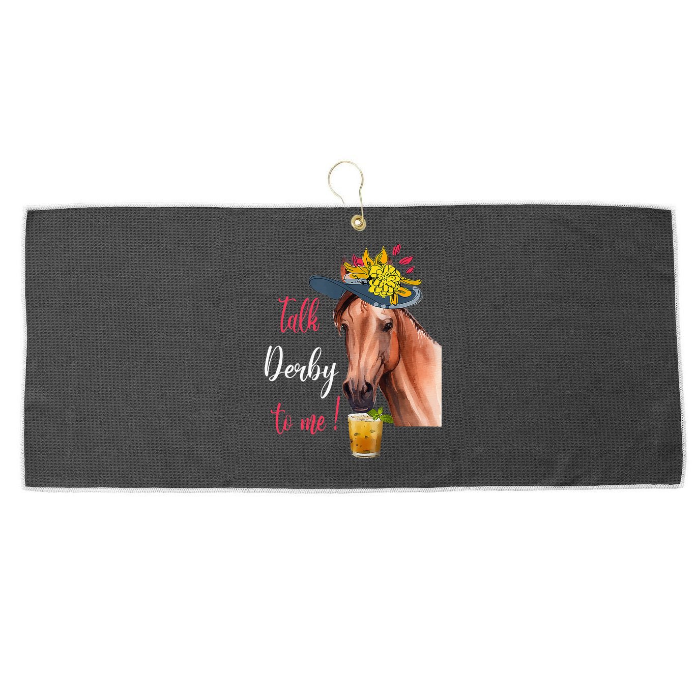 Talk Derby To Me Funny Horse Racing Lover Derby Day Large Microfiber Waffle Golf Towel