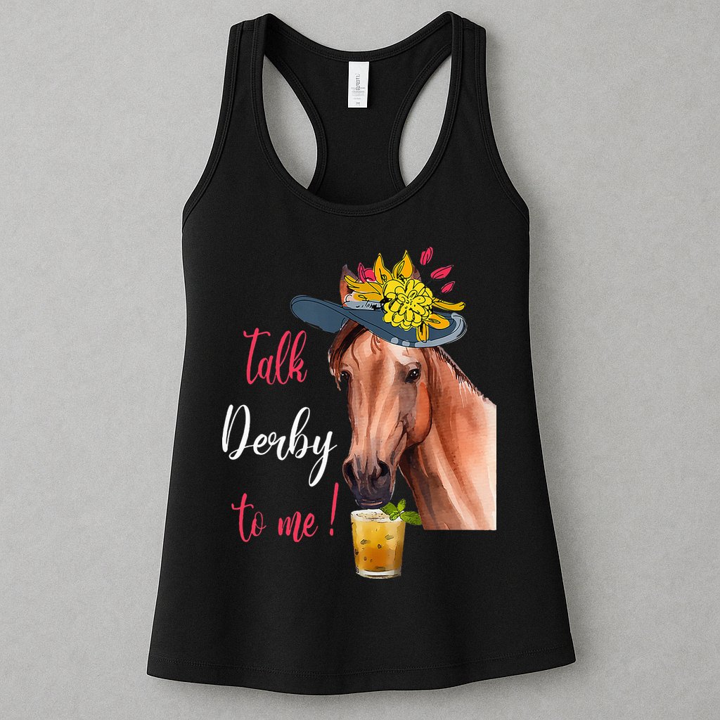 Talk Derby To Me Funny Horse Racing Lover Derby Day Womens Tank Top
