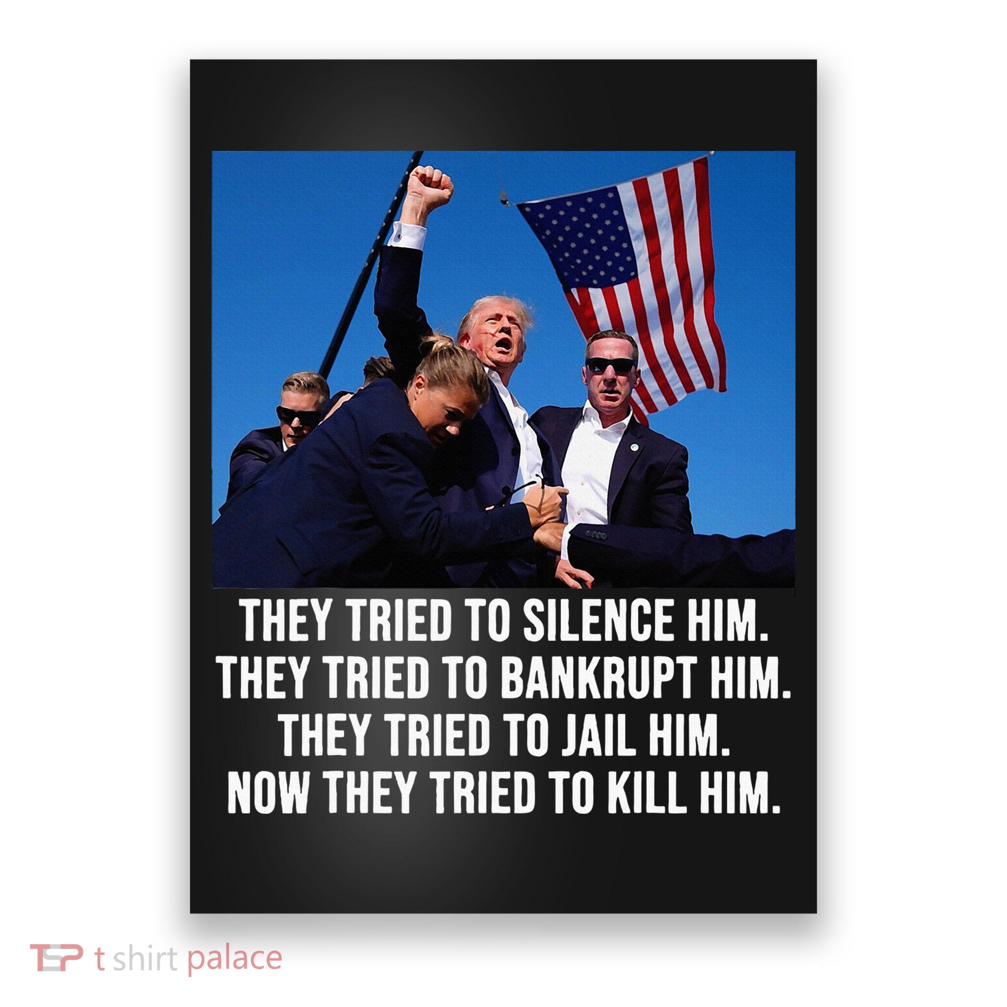 Trump Defiant Trump Shot Fist Pump Anti Biden Poster