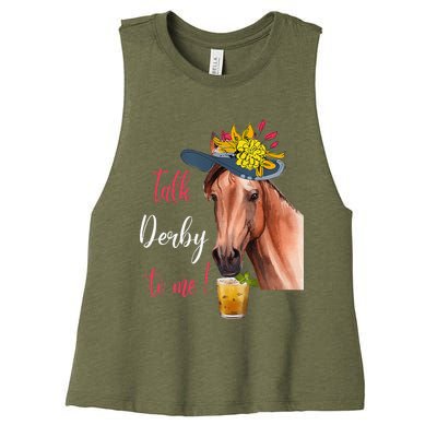 Talk Derby To Me Horse Racing Women's Racerback Cropped Tank