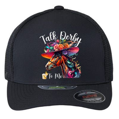 Talk Derby To Me Funny Racing Horse Flexfit Unipanel Trucker Cap