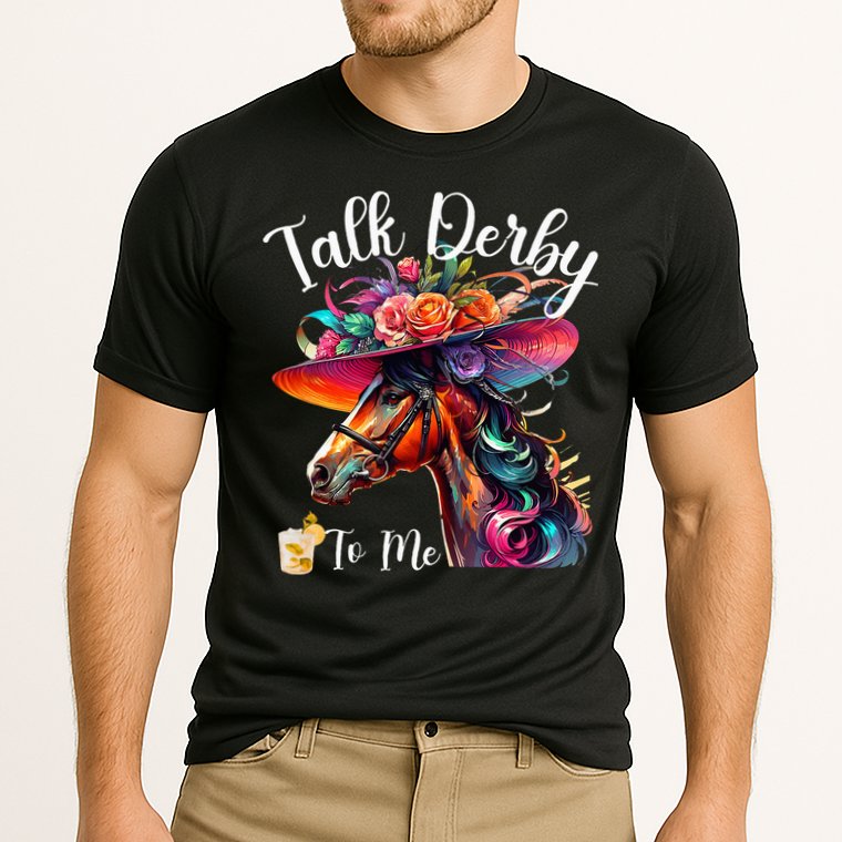 Talk Derby To Me Funny Racing Horse Cooling Performance Crew T-Shirt
