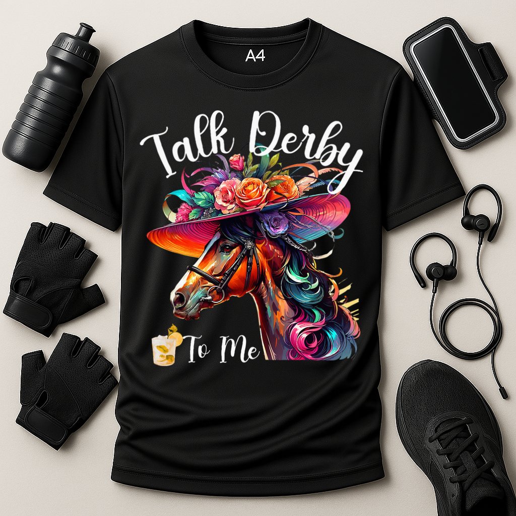 Talk Derby To Me Funny Racing Horse Cooling Performance Crew T-Shirt