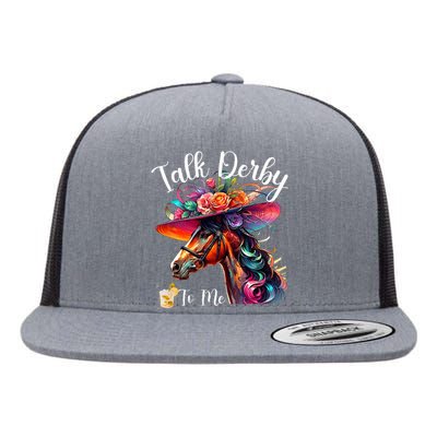 Talk Derby To Me Funny Racing Horse Flat Bill Trucker Hat