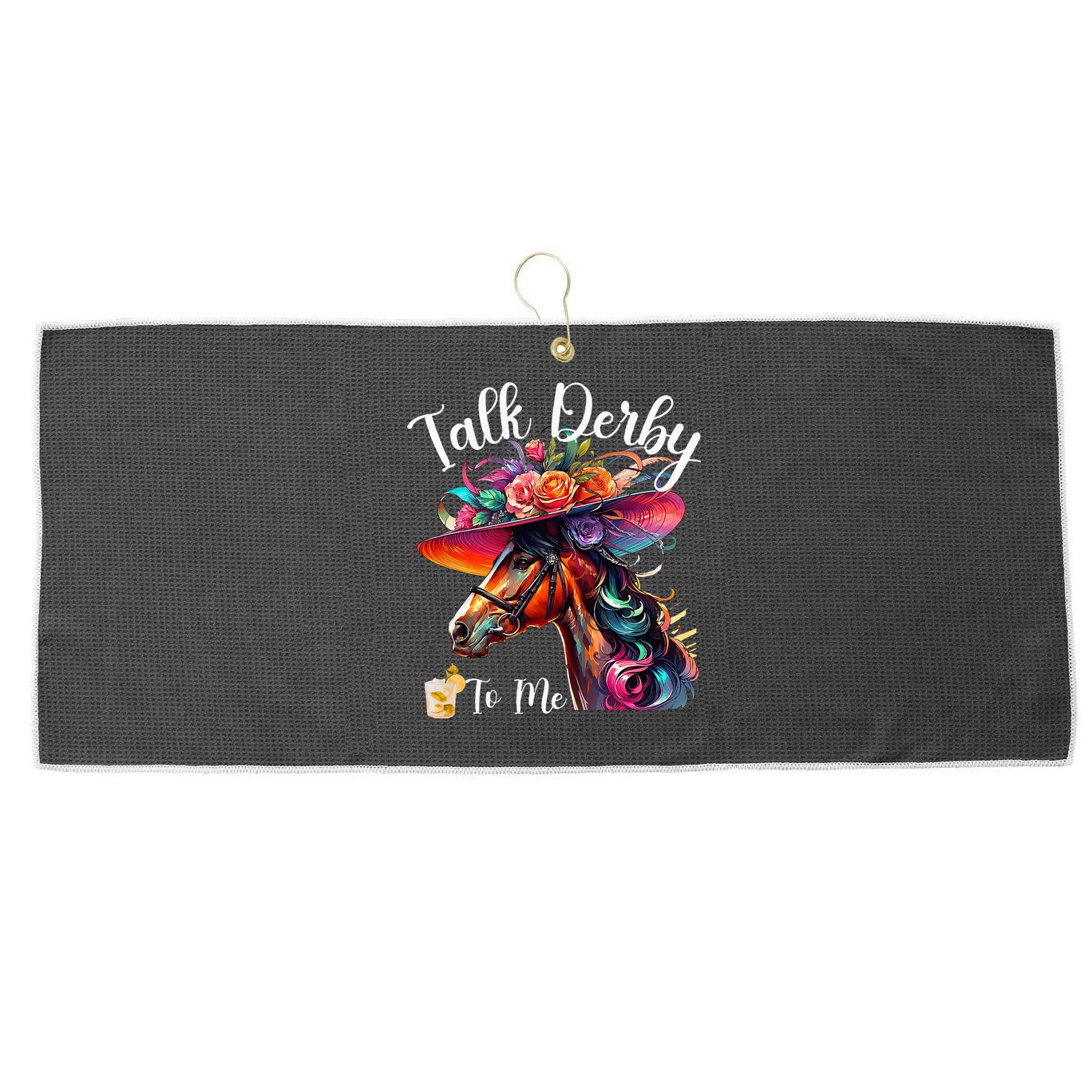 Talk Derby To Me Funny Racing Horse Large Microfiber Waffle Golf Towel