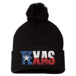 Texas | distressed Texas Flag Pom Pom 12in Knit Beanie