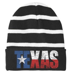 Texas | distressed Texas Flag Striped Beanie with Solid Band