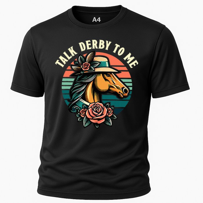 Talk Derby To Me Funny Racing Horse Cooling Performance Crew T-Shirt