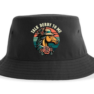 Talk Derby To Me Funny Racing Horse Sustainable Bucket Hat