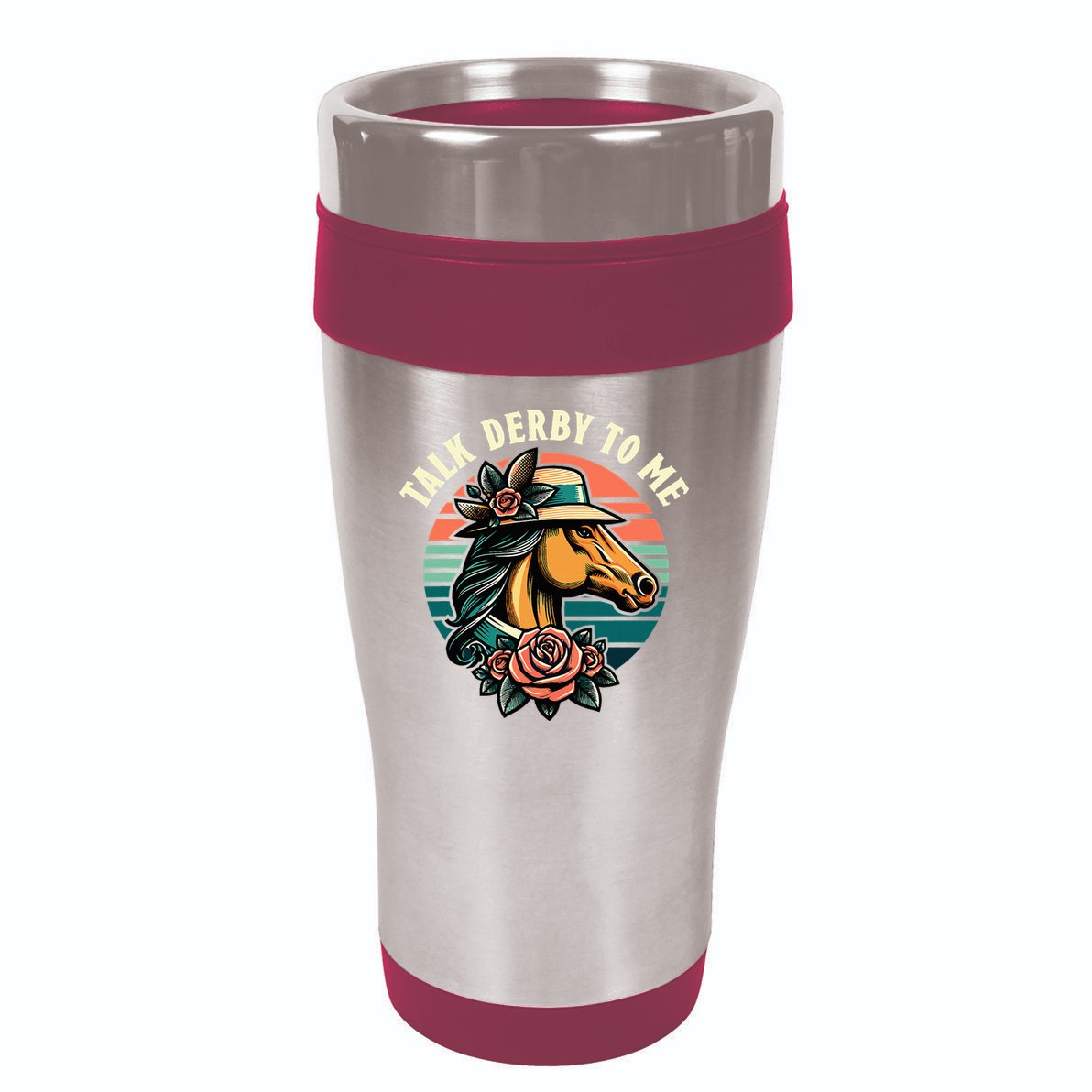 Talk Derby To Me Funny Racing Horse 16oz Travel Tumbler