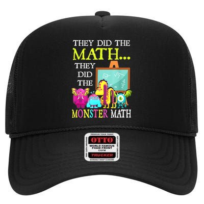 They Did The Math They Did The Monster Math Funny Halloween High Crown Mesh Back Trucker Hat