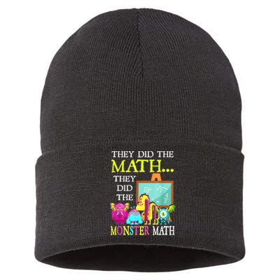 They Did The Math They Did The Monster Math Funny Halloween Sustainable Knit Beanie