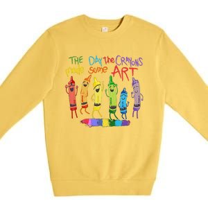 The Day The Crayons Made Some Art Teacher Art Premium Crewneck Sweatshirt