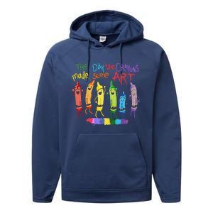 The Day The Crayons Made Some Art Teacher Art Performance Fleece Hoodie